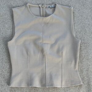 Zara Women's Beige Sleeveless Corset top